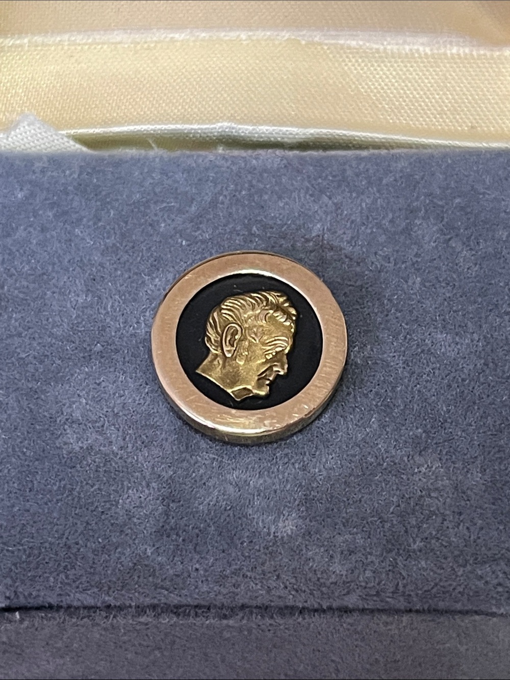 John Deere Gold and Black Round Cufflinks with Profile Portrait